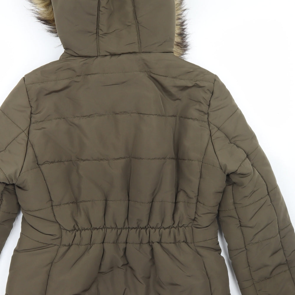 Womens UK Size 10 H&M Green Parka Coat
