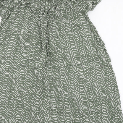 Primark Womens Green Striped Viscose Basic Blouse Size 8 Round Neck