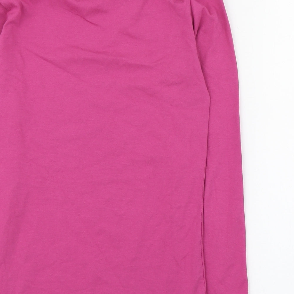 United Colours of Benetton Girls Pink  Cotton Basic T-Shirt Size 11-12 Years Roll Neck Pullover