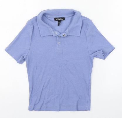 New Look Girls Blue  Cotton Basic Polo Size 12-13 Years Collared Button