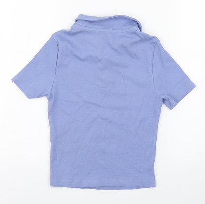 New Look Girls Blue  Cotton Basic Polo Size 12-13 Years Collared Button