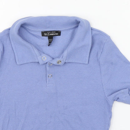 New Look Girls Blue  Cotton Basic Polo Size 12-13 Years Collared Button