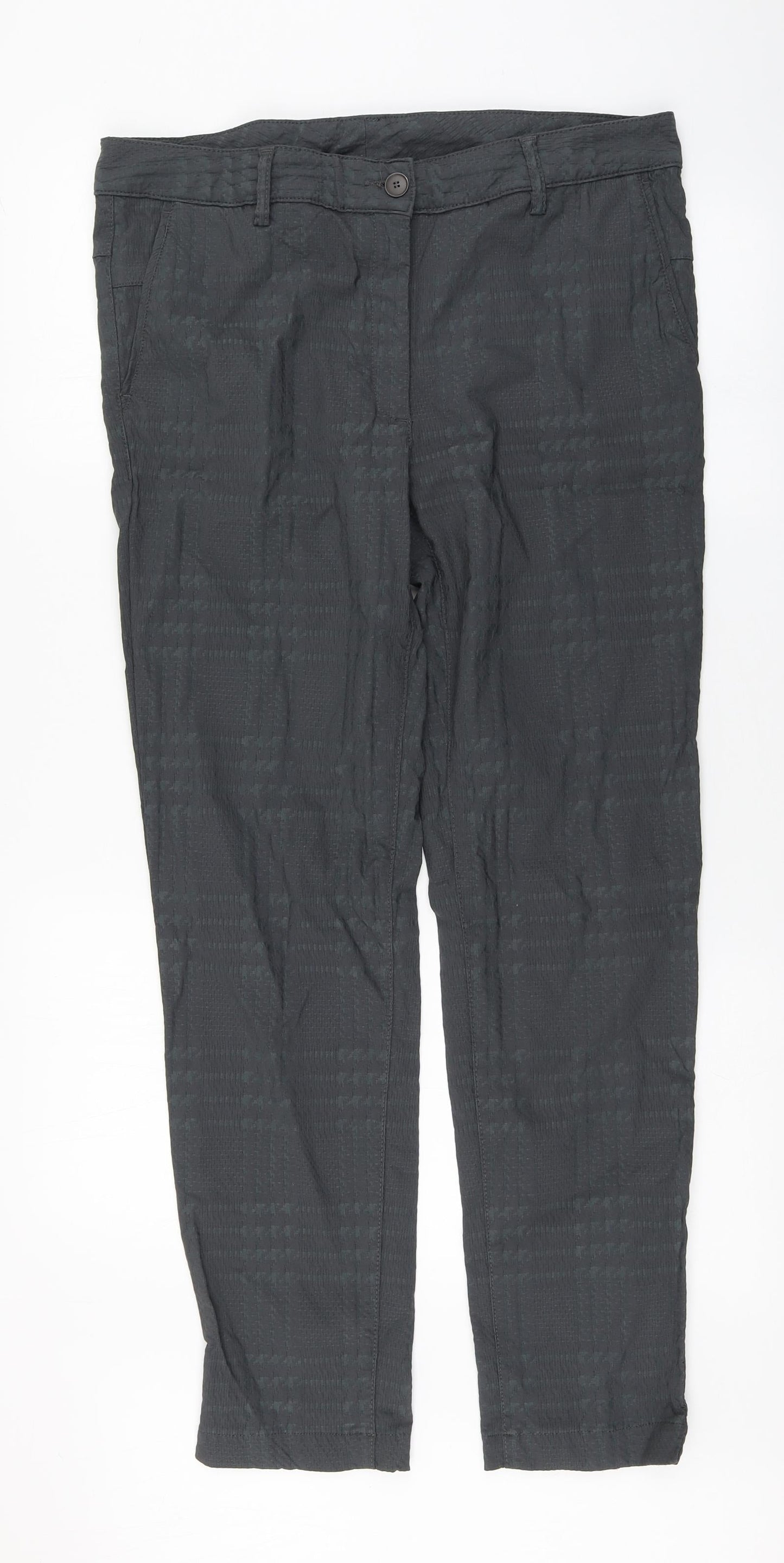 Masai Mens Grey Plaid Viscose Trousers  Size L L29 in Regular Zip
