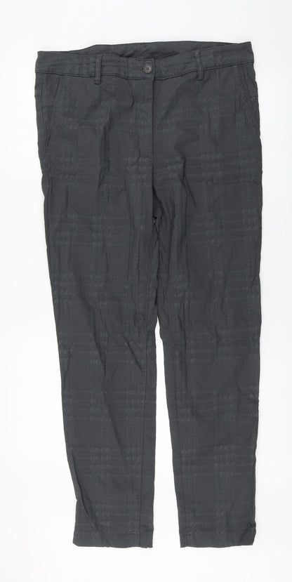 Masai Mens Grey Plaid Viscose Trousers  Size L L29 in Regular Zip