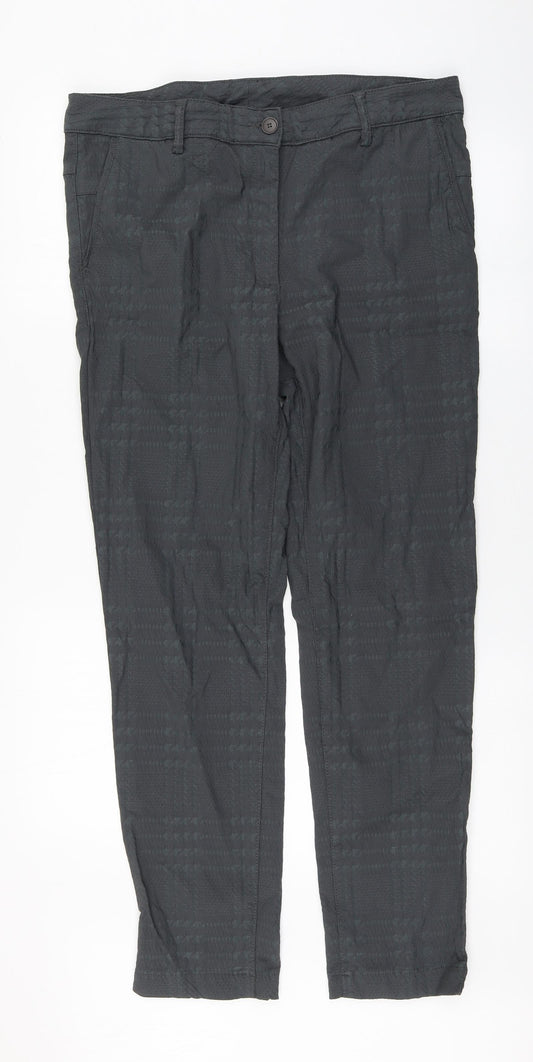Masai Mens Grey Plaid Viscose Trousers  Size L L29 in Regular Zip