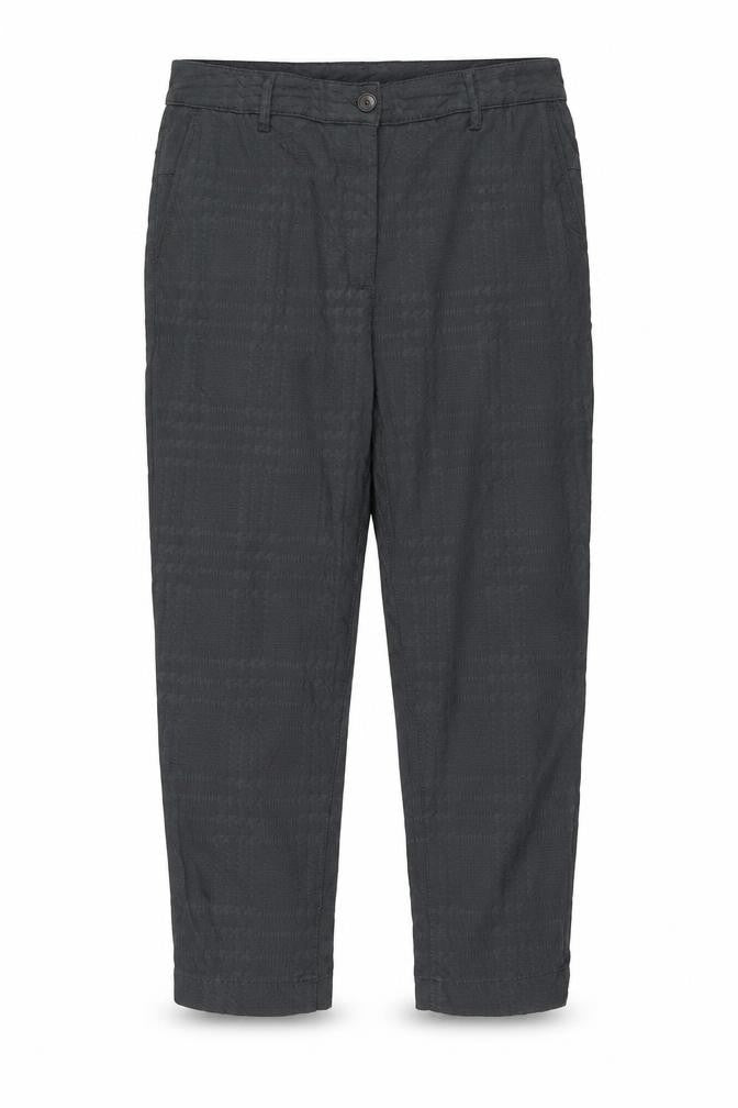 Front view of Masai men’s grey plaid viscose trousers, size L, 29-inch leg regular zip