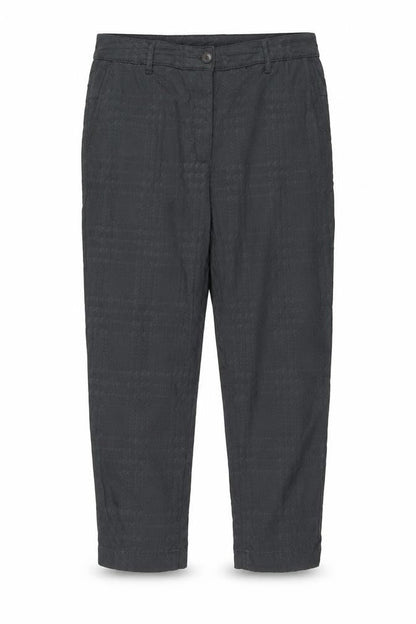 Front view of Masai men’s grey plaid viscose trousers, size L, 29-inch leg regular zip