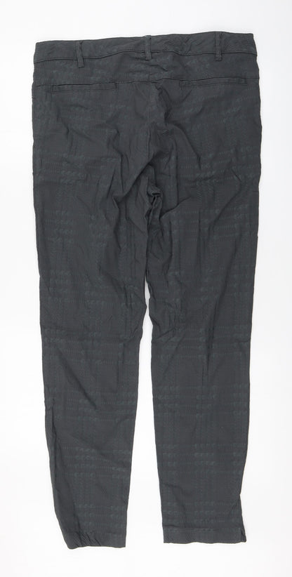Masai Mens Grey Plaid Viscose Trousers  Size L L29 in Regular Zip