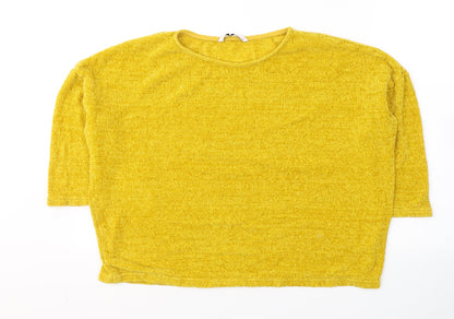TU Womens Yellow  Acrylic Jersey T-Shirt Size 16 Round Neck