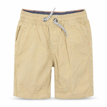 Front view of Blue Zoo boys’ beige cotton capri trousers, size 12-18, months pullover