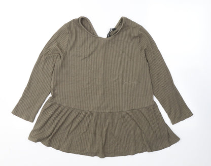 Womens UK Size 16 Capsule Green Jersey Blouse