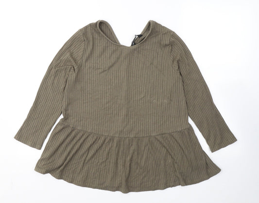 Capsule Womens Green  Viscose Jersey Blouse Size 16 Round Neck