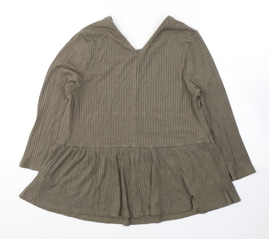 Capsule Womens Green  Viscose Jersey Blouse Size 16 Round Neck