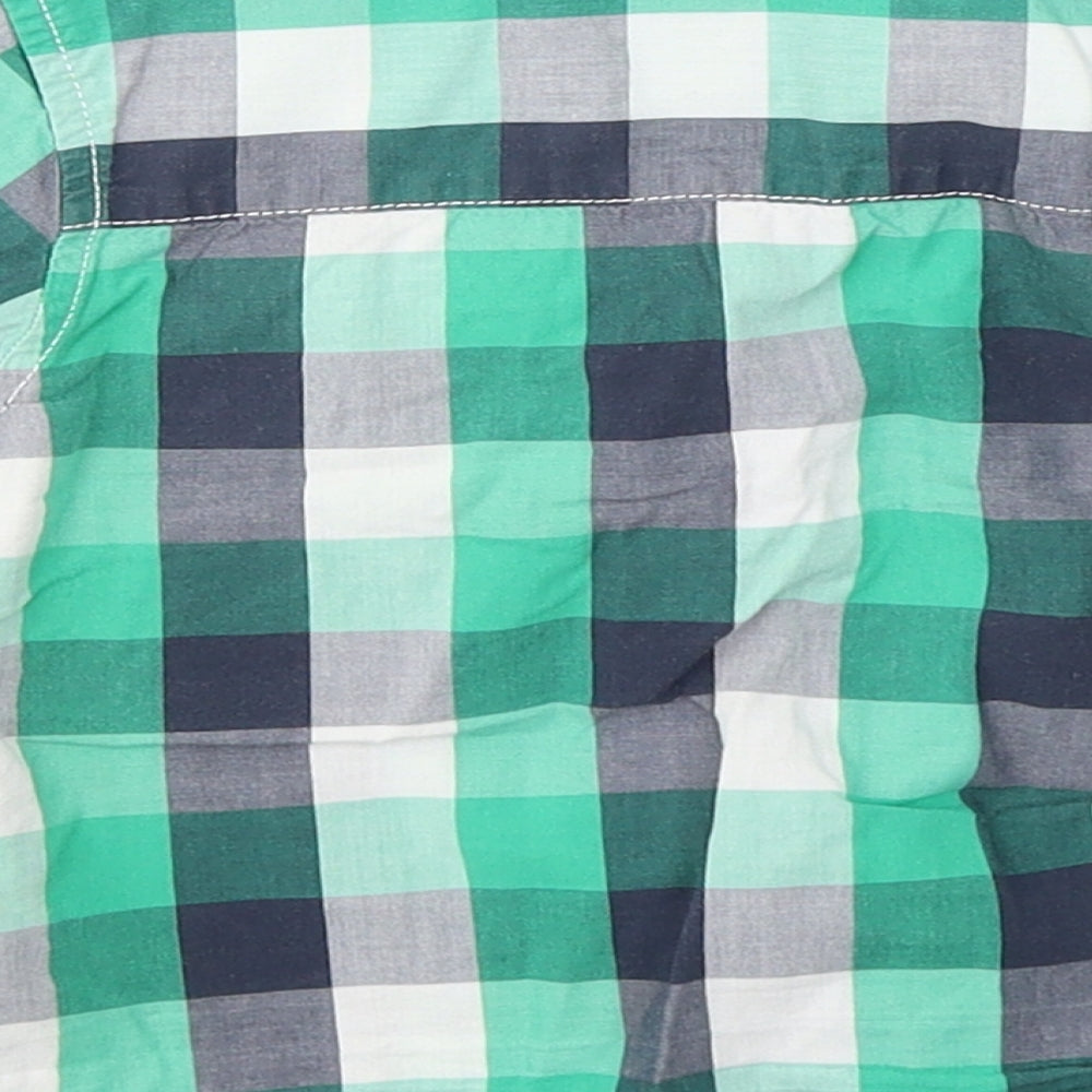 NEXT Boys Green Plaid Cotton Jersey Button-Up Size 12-18 Months Collared Button