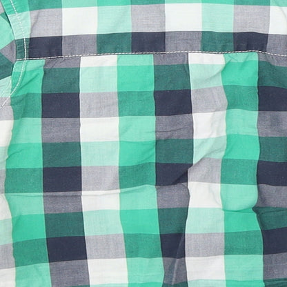 NEXT Boys Green Plaid Cotton Jersey Button-Up Size 12-18 Months Collared Button