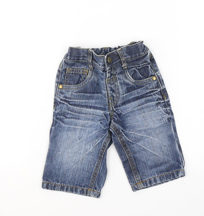 NEXT Boys Blue  Cotton Capri Jeans Size 3-6 Months  Button