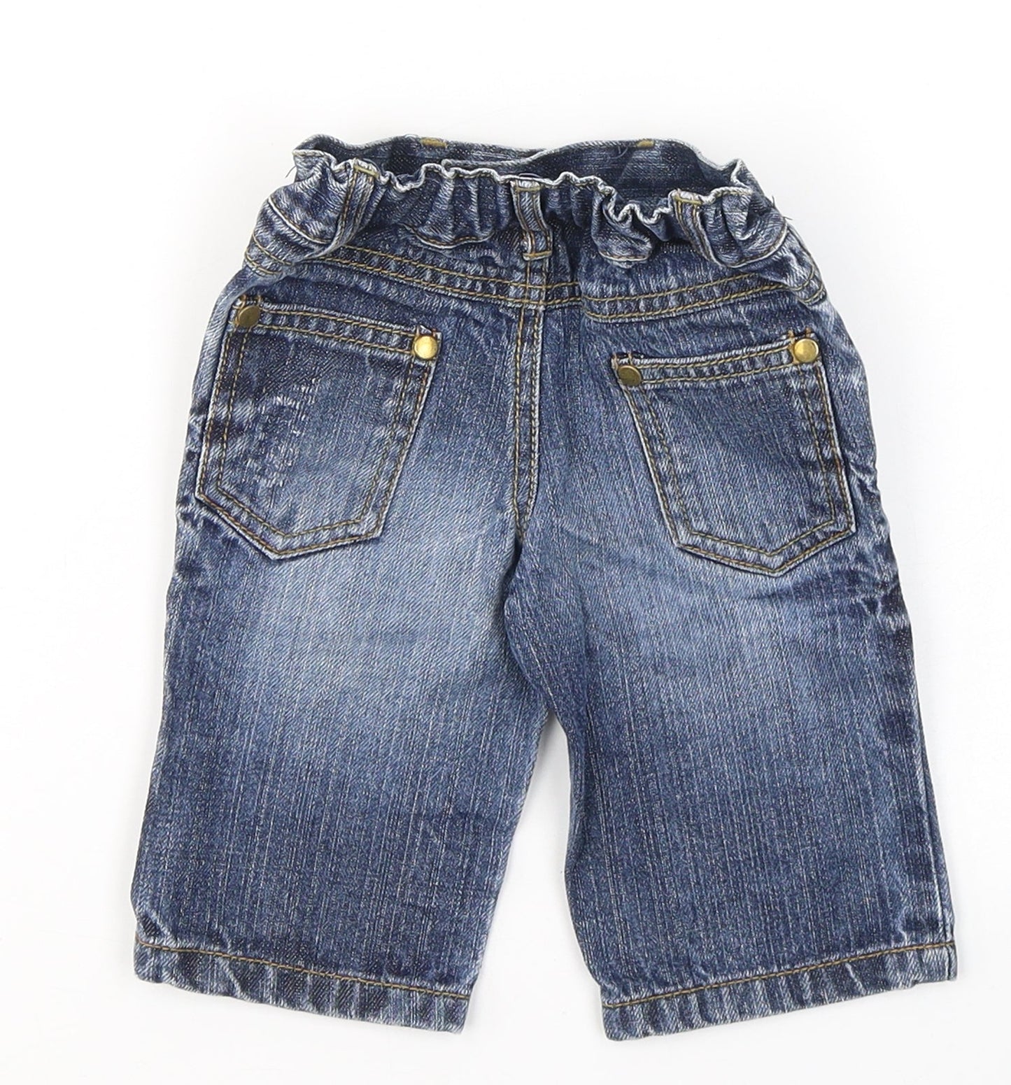 NEXT Boys Blue  Cotton Capri Jeans Size 3-6 Months  Button