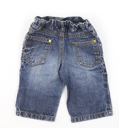 NEXT Boys Blue  Cotton Capri Jeans Size 3-6 Months  Button
