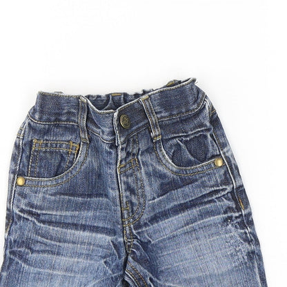 NEXT Boys Blue  Cotton Capri Jeans Size 3-6 Months  Button