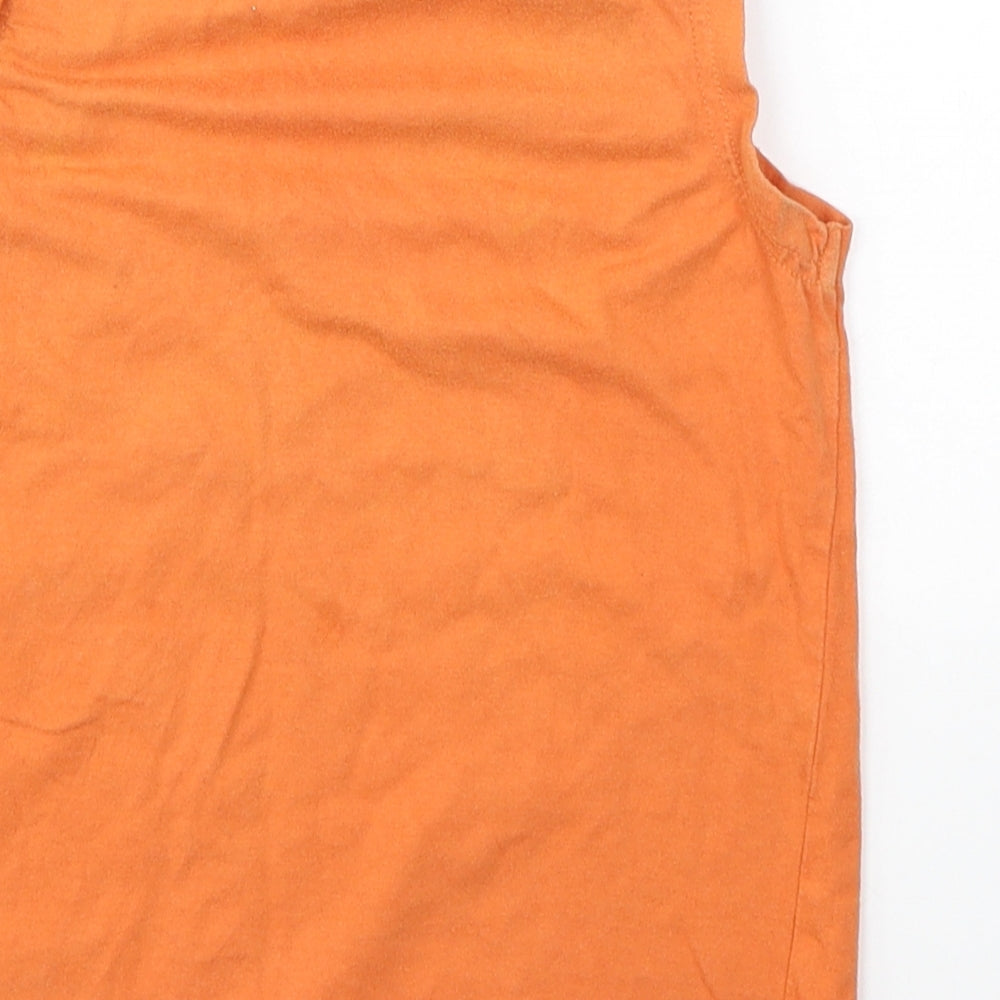 Brand and care label for Next boys’ orange cotton basic tank, size 4, years round neck pullover - original brand