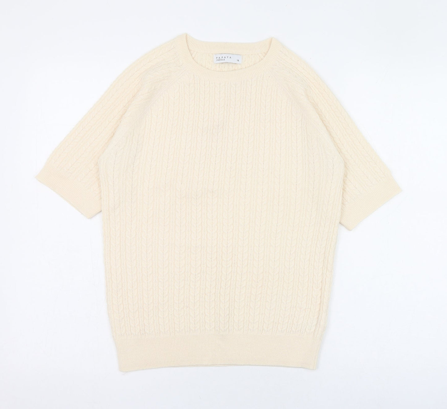Womens UK Size 14 Papaya Ivory Pullover Jumper