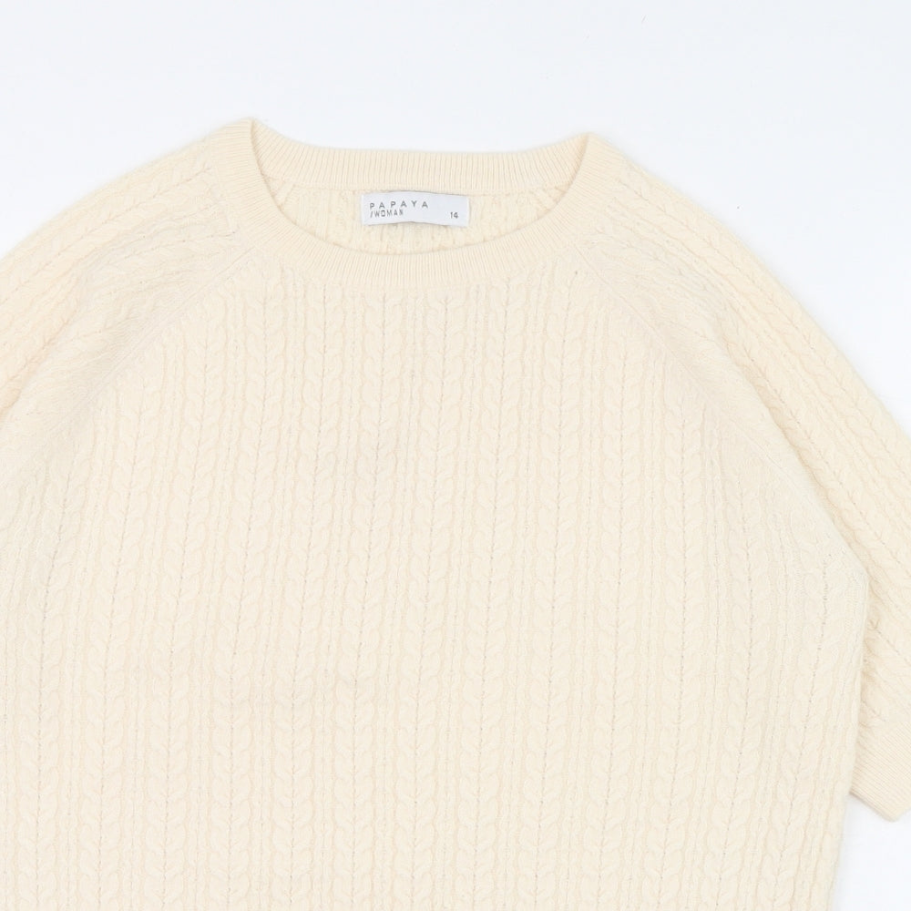 Womens UK Size 14 Papaya Ivory Pullover Jumper