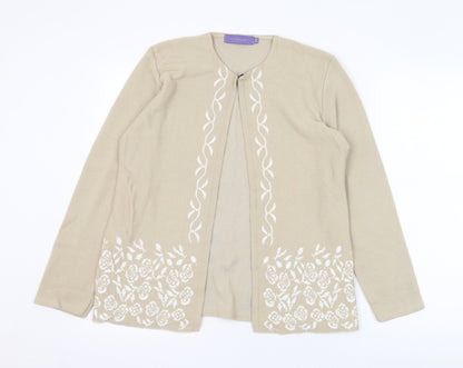 Autonomy Womens Beige Round Neck  Acrylic Cardigan Jumper Size S