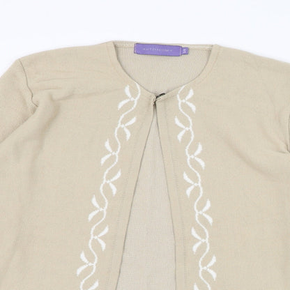 Autonomy Womens Beige Round Neck  Acrylic Cardigan Jumper Size S