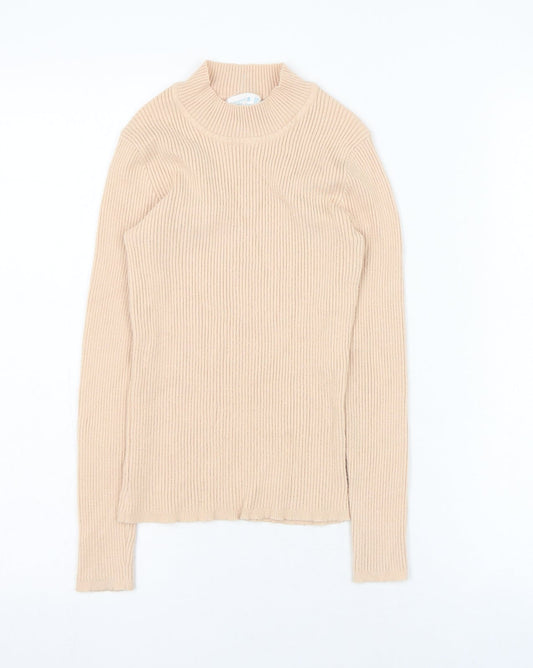 Primark Womens Beige  Polyester Basic T-Shirt Size 10 Round Neck