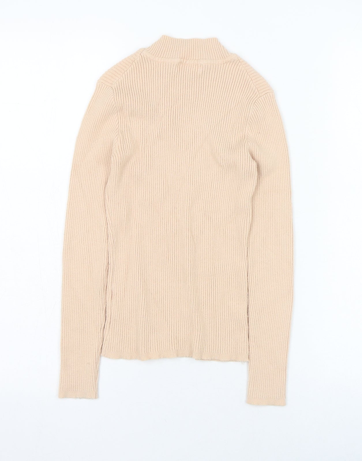 Primark Womens Beige  Polyester Basic T-Shirt Size 10 Round Neck