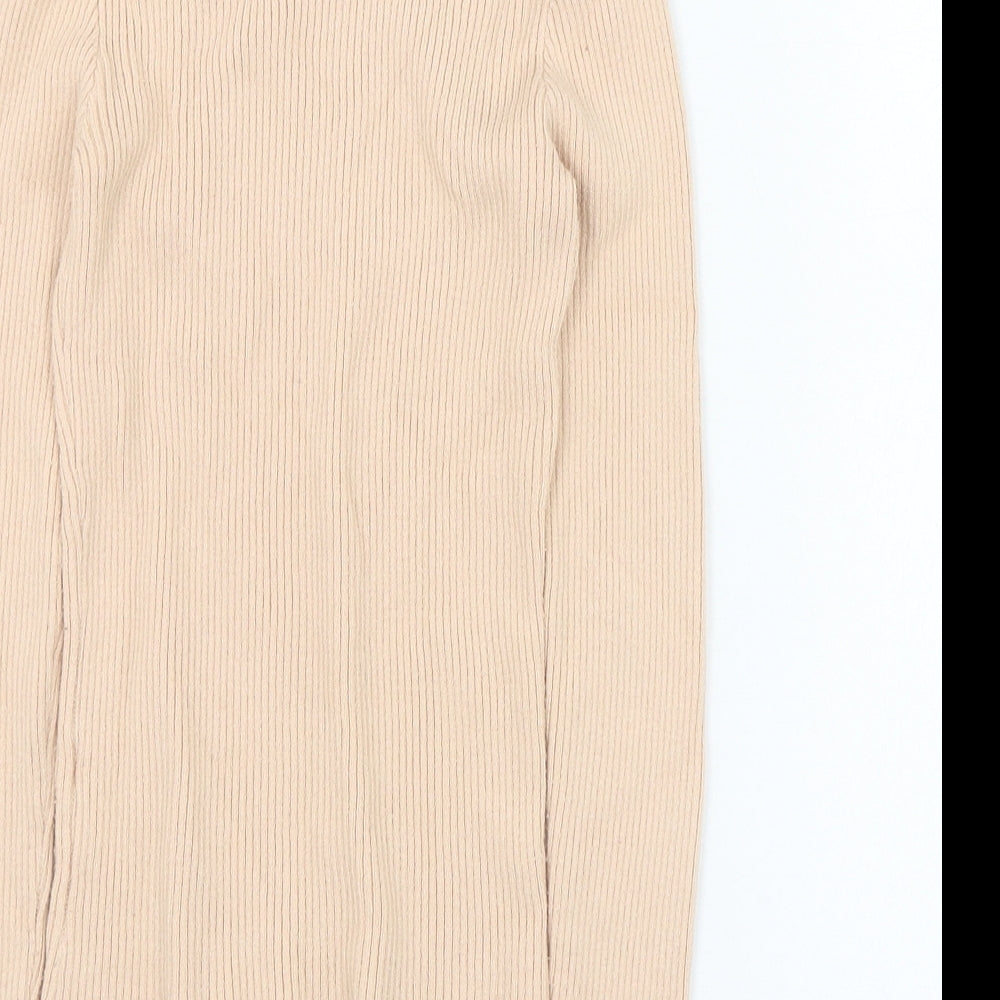 Primark Womens Beige  Polyester Basic T-Shirt Size 10 Round Neck