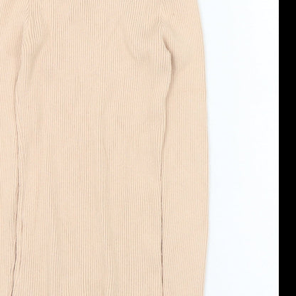 Primark Womens Beige  Polyester Basic T-Shirt Size 10 Round Neck