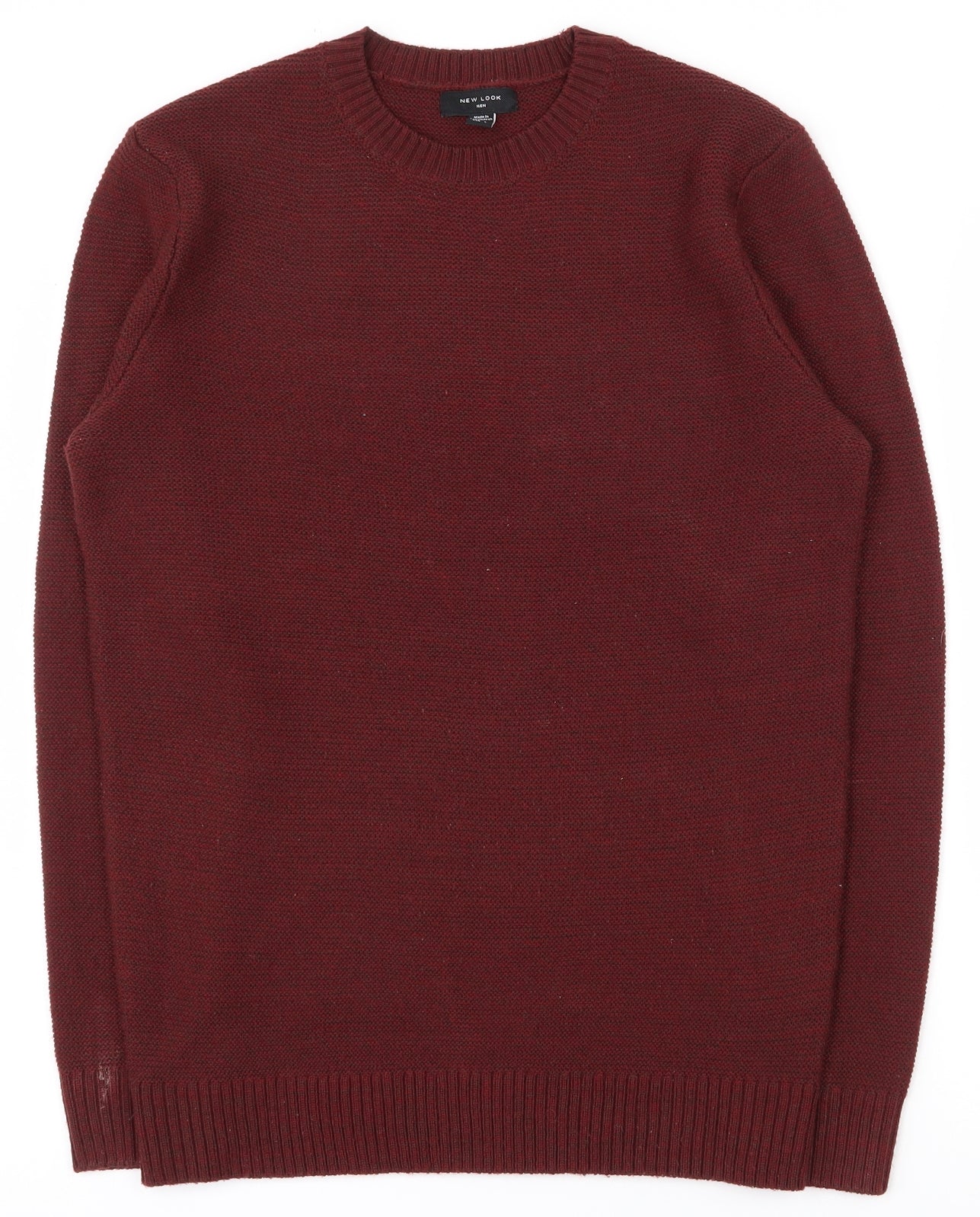 New Look Mens Red Crew Neck  Acrylic Pullover Jumper Size S