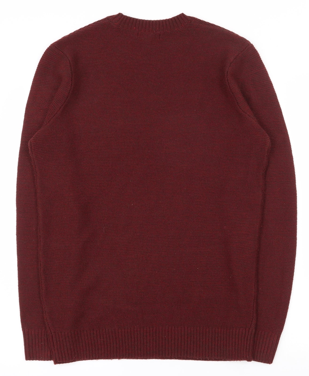 New Look Mens Red Crew Neck  Acrylic Pullover Jumper Size S