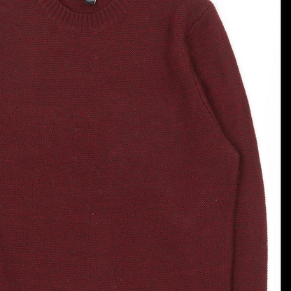 New Look Mens Red Crew Neck  Acrylic Pullover Jumper Size S