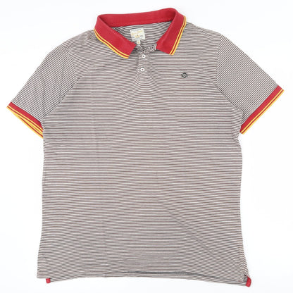 River Island Mens Multicoloured Striped 100% Cotton  Polo Size M Collared Pullover