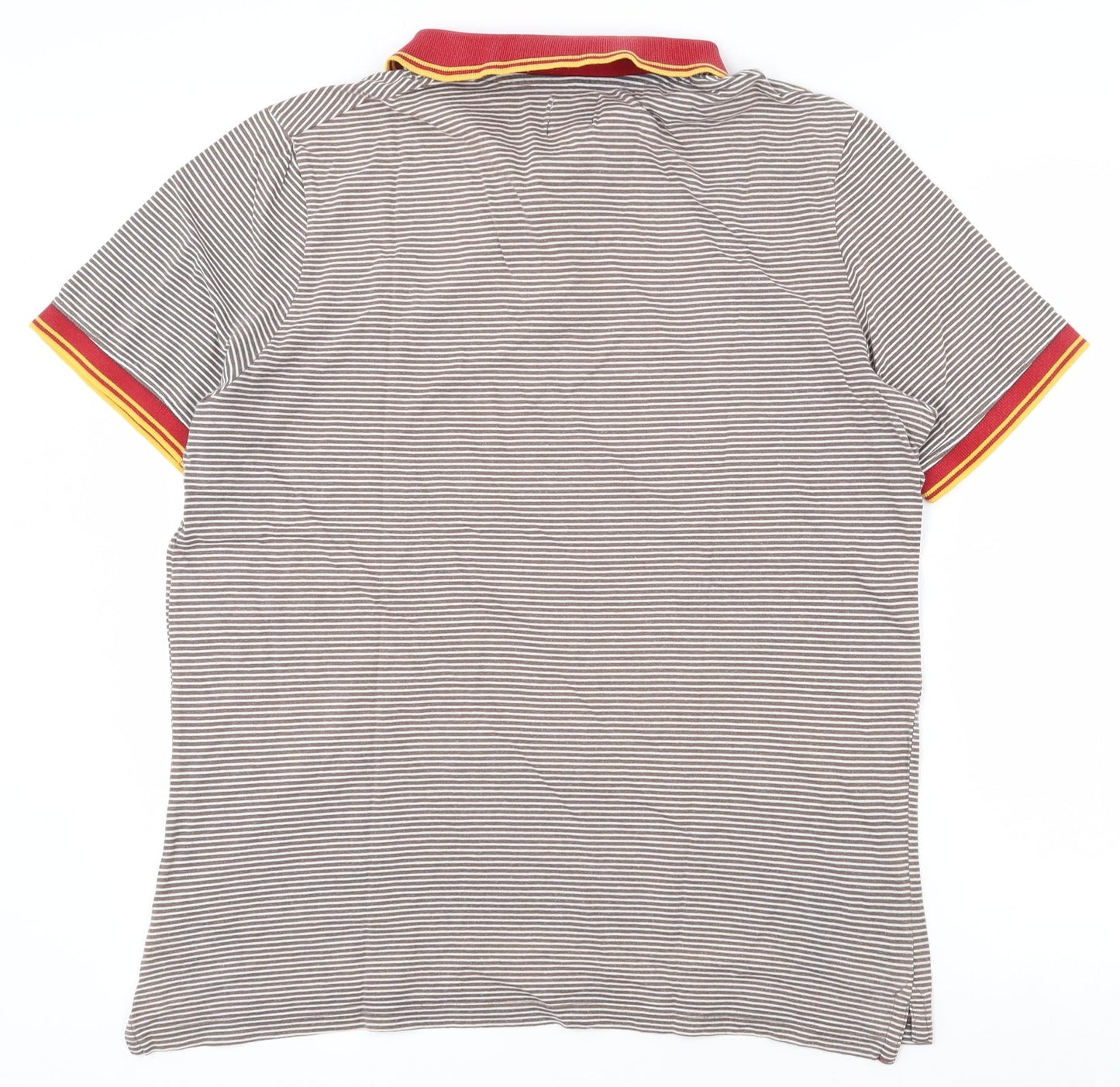 River Island Mens Multicoloured Striped 100% Cotton  Polo Size M Collared Pullover