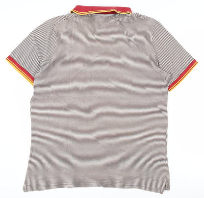 River Island Mens Multicoloured Striped 100% Cotton  Polo Size M Collared Pullover