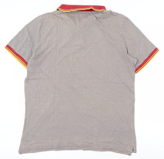 River Island Mens Multicoloured Striped 100% Cotton  Polo Size M Collared Pullover