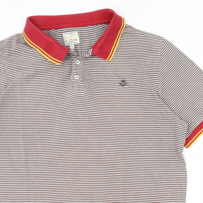 River Island Mens Multicoloured Striped 100% Cotton  Polo Size M Collared Pullover
