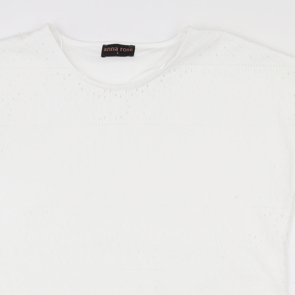 Womens UK Size L Anna Rose White Basic T-Shirt