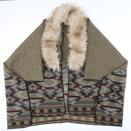 Accessorize Womens Multicoloured V-Neck Geometric Acrylic Cape Jumper One Size   - Shawl