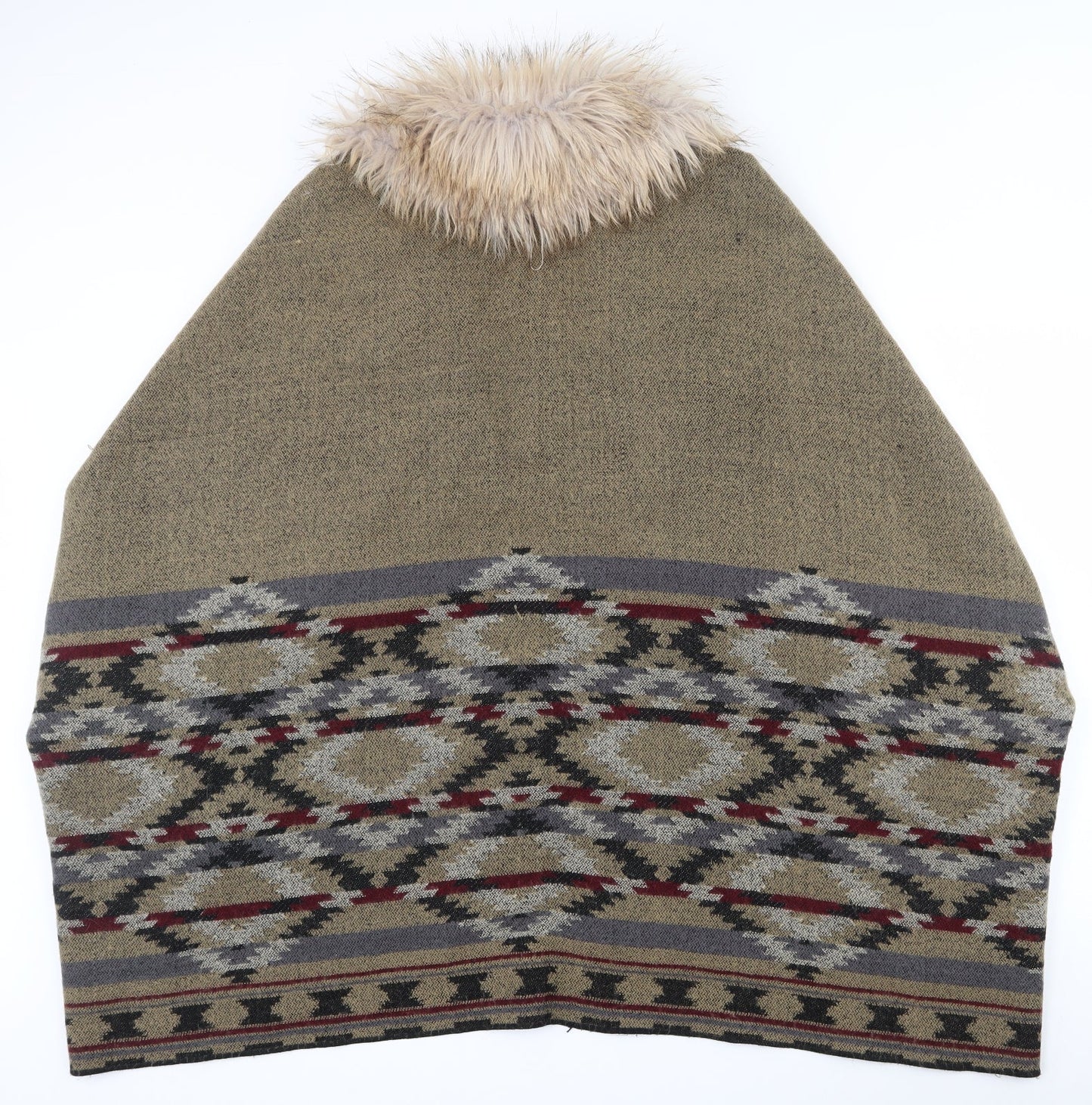 Accessorize Womens Multicoloured V-Neck Geometric Acrylic Cape Jumper One Size   - Shawl