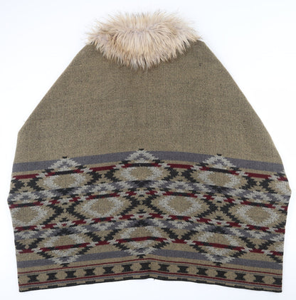 Accessorize Womens Multicoloured V-Neck Geometric Acrylic Cape Jumper One Size   - Shawl