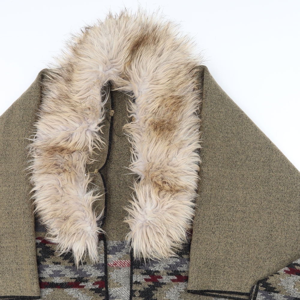 Accessorize Womens Multicoloured V-Neck Geometric Acrylic Cape Jumper One Size   - Shawl