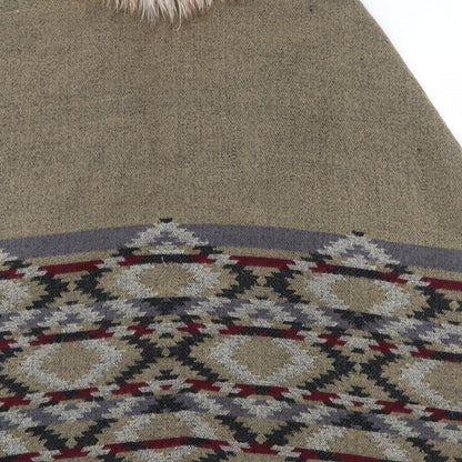 Accessorize Womens Multicoloured V-Neck Geometric Acrylic Cape Jumper One Size   - Shawl