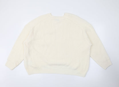 Womens UK Size M Simply Be Ivory Pullover Jumper