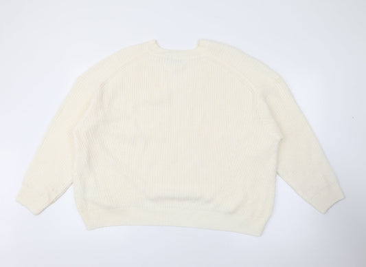Womens UK Size M Simply Be Ivory Pullover Jumper