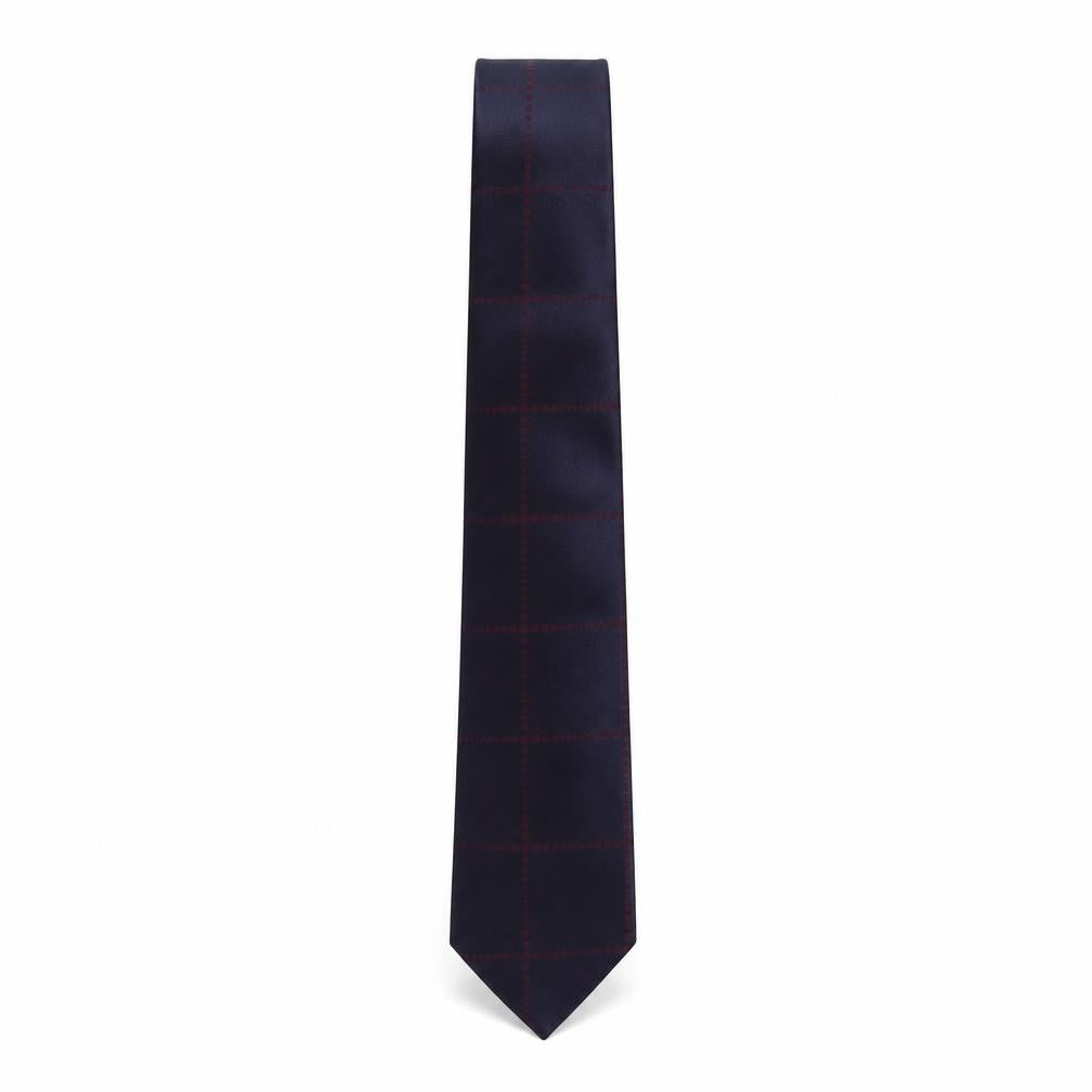 Mens Simon Carter Purple Plaids & Checks  Pointed Tie
