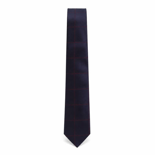 Front view of Simon Carter men’s purple plaids & checks silk pointed tie one size